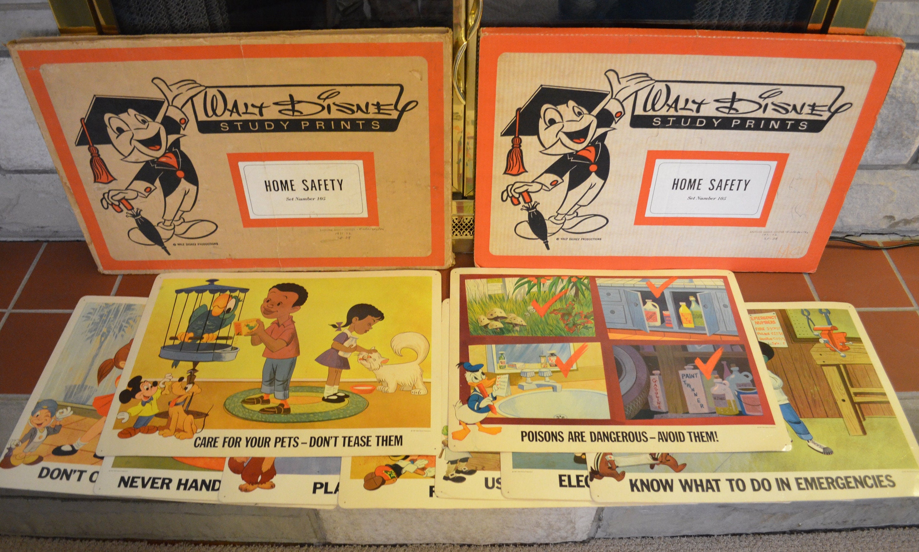 Complete Set of 9 Vintage Walt Disney Productions Study Prints for