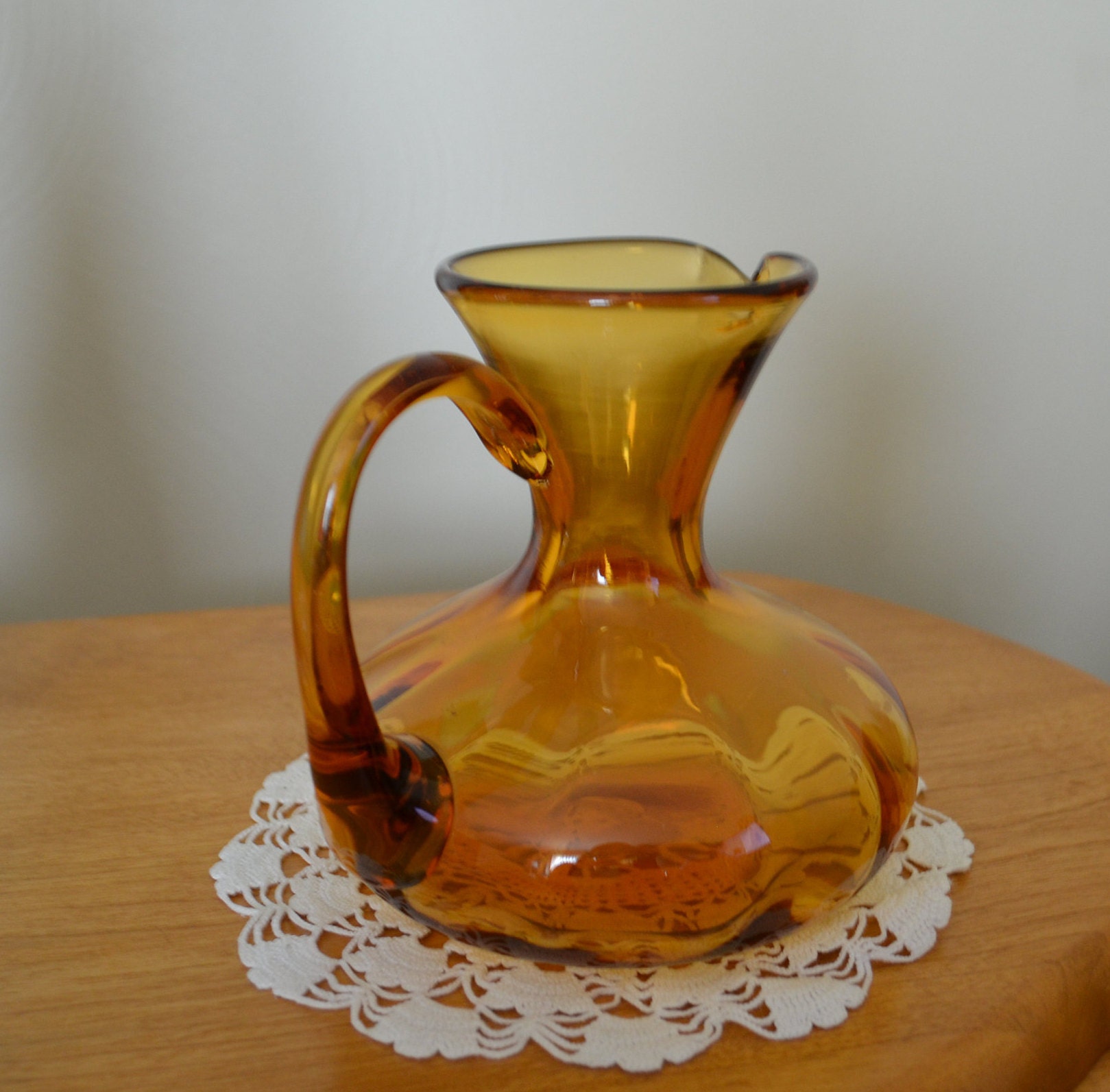 Vintage Empoli glass Decanter Vase in Amber hobnob circle polka dot dots pattern NO stopper Vintage Empoli glass Decanter Vase in Amber hobnob circle polka dot dots pattern NO stopper