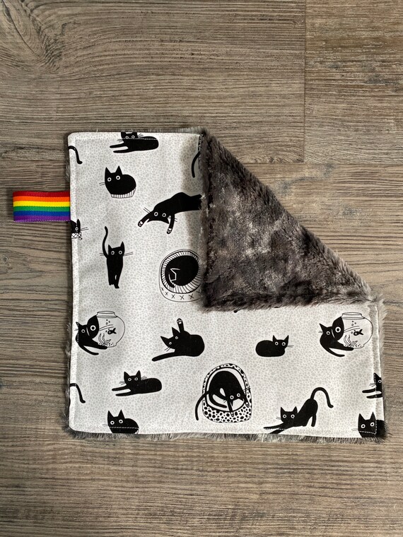 Black Cat Lovey Blanket for Baby With Minky Backing Etsy