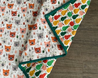 Baby Quilt - Bears and Pears - 40.5” x 51”