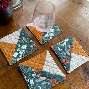 Quilted fabric coasters - Set of 4