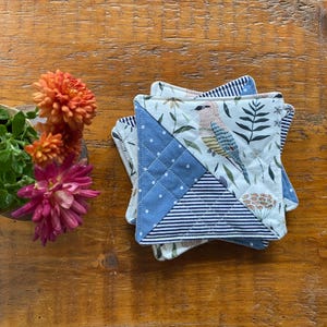 Fabric Quilted Coasters - Set of 4 Bird Coasters
