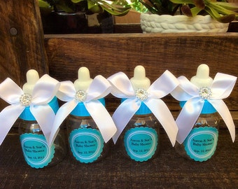 24 small 3.5" Teal baby shower favors-aqua baby shower- aqua and white baby shower- aqua and silver baby shower favor- baby shower favor