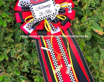 Set of Cars baby shower mommy adn daddy pin-cars baby shower- disney cars - boy baby shower-baby shower cars-mommy to be corsage