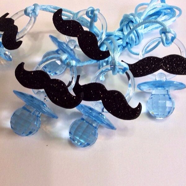 Mustache pacifiers for baby shower game- mustache baby shower- mustache pacifier game- boy baby shower