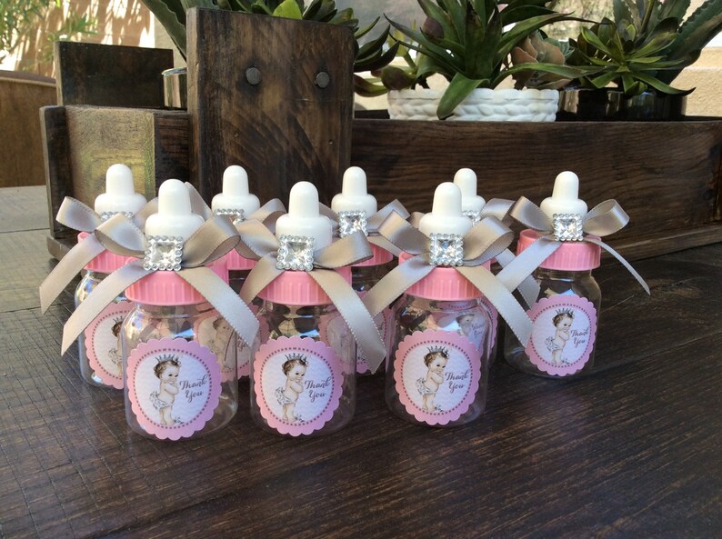 12 Vintage Little princess Baby shower favors-vintage little princess baby shower-vintage princess-pink and gray baby shower-pink and silver image 2