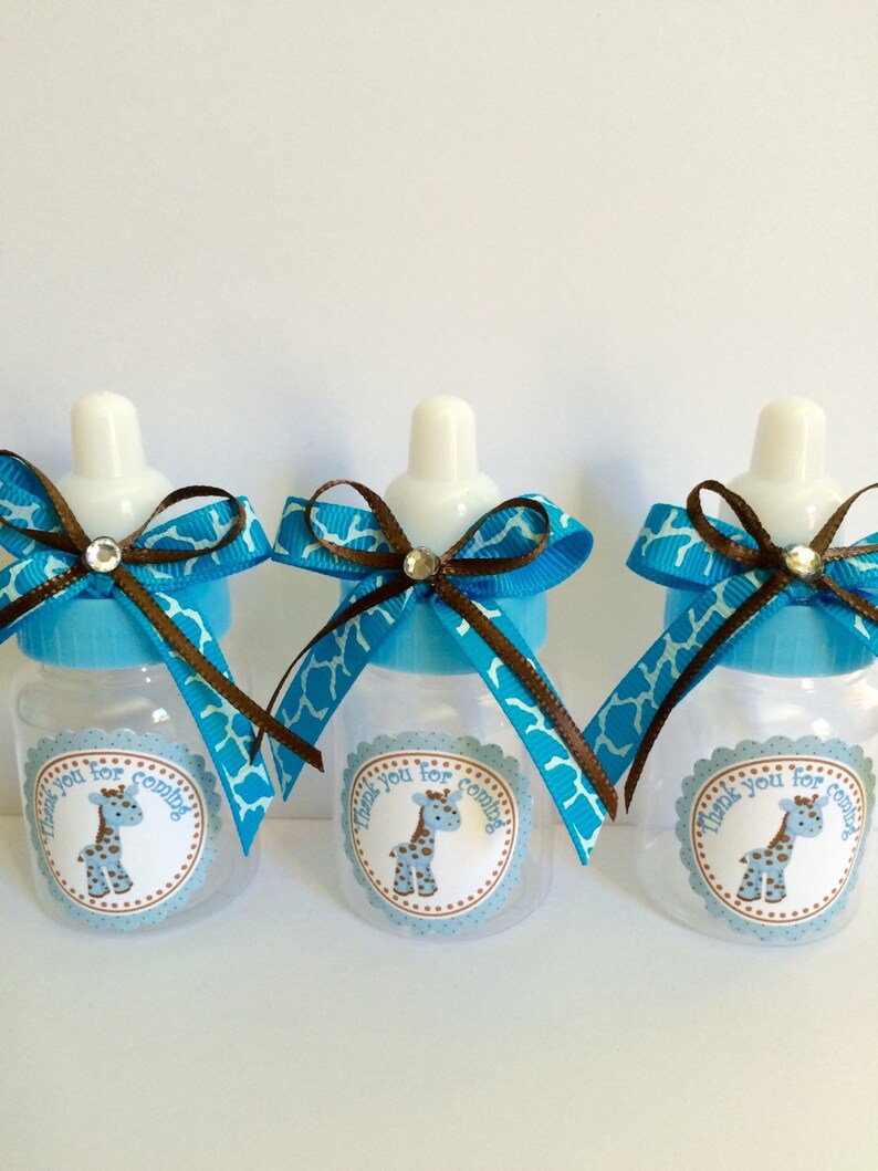 Baby Giraffe Bottles Blue and Brown Giraffe Favors Boy's Etsy