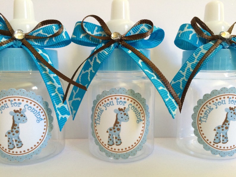 Baby Giraffe Bottles Blue and Brown Giraffe Favors Boy's Etsy