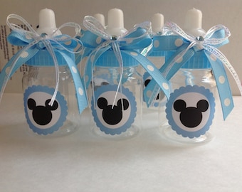 24 small 3.5" Mickey Mouse baby bottles- blue Mickey Mouse baby shower- Mickey Mouse baby shower- baby mickey mouse favor- baby mickey mouse