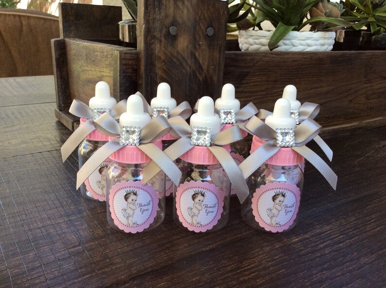 12 Vintage Little princess Baby shower favors-vintage little princess baby shower-vintage princess-pink and gray baby shower-pink and silver image 1