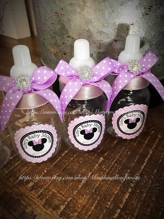 12 Small 3 5 Minnie Mouse Baby Shower Favors In Silver Etsy