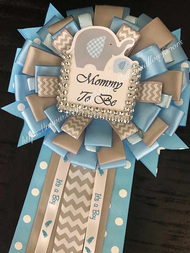 Baby Elephant mommy corsage baby Elephant baby shower blue Etsy