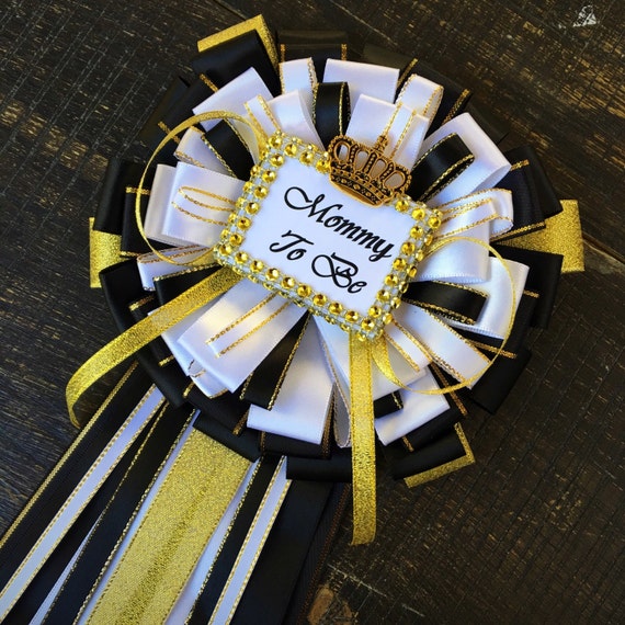 Black And Gold Mommy To Be Pin Little Prince Baby Shower Boy Etsy