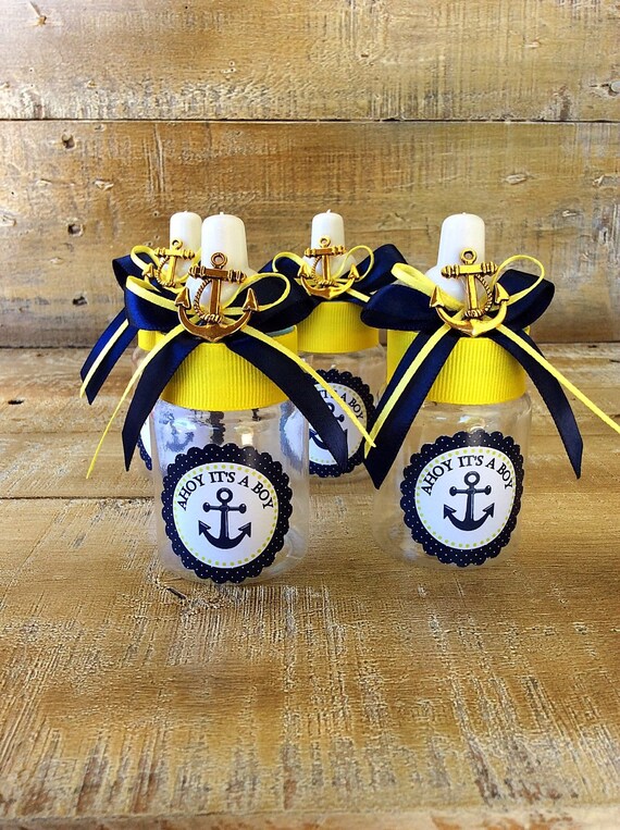 12 Small 3 5 Nautical Baby Shower Favors Anchor Bottle Etsy