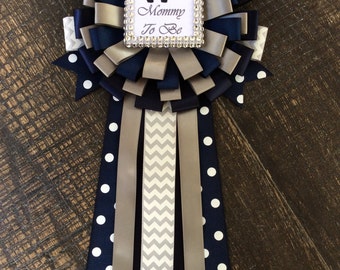 Baby Elephant mommy corsage - baby Elephant baby shower- blue and gray baby shower-boy baby shower- navy and grey elephant mommy pin- mommy