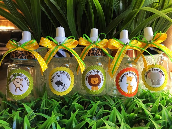 12 Safari Bottle Favors For A Boy Baby Shower Favors Safari Etsy