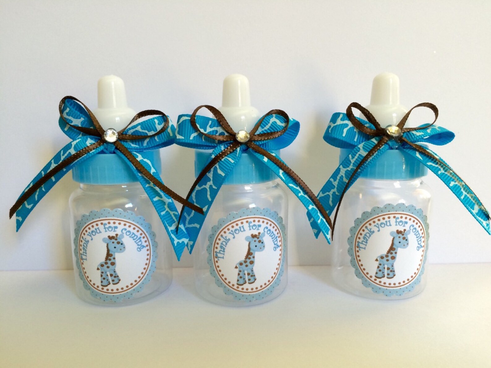 Baby Giraffe Bottles Blue and Brown Giraffe Favors Boy's Etsy