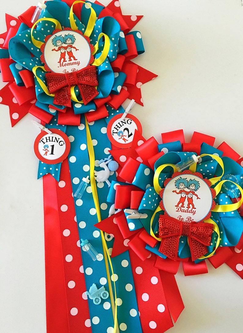 Cat In The Hat Mommy And Daddy To Be Corsage Thing 1 Thing 2 Etsy