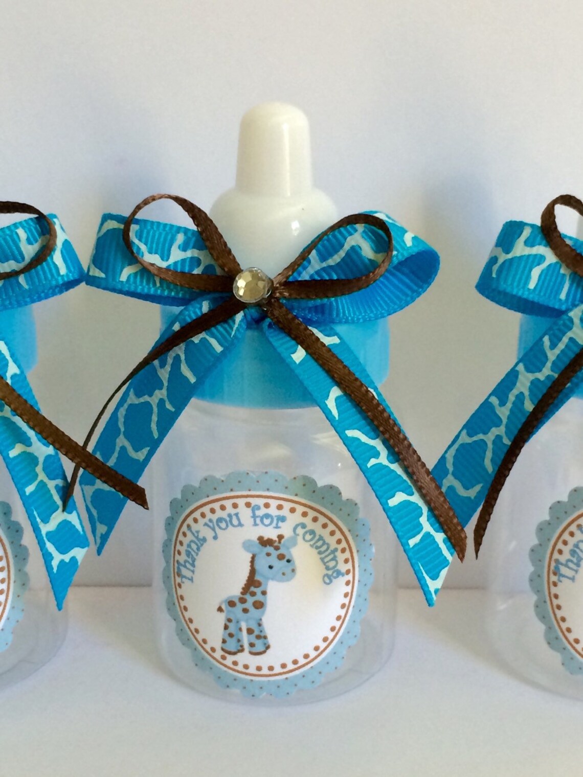 Baby Giraffe Bottles Blue and Brown Giraffe Favors Boy's Etsy