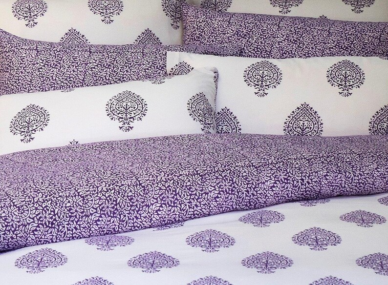 Beautiful Block Printed Quilt/duvet/doona Cover Set Double Etsy