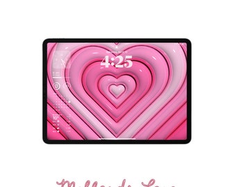 Repeating Dark Pink Hearts 3D Tablet Wallpaper - Digital Download