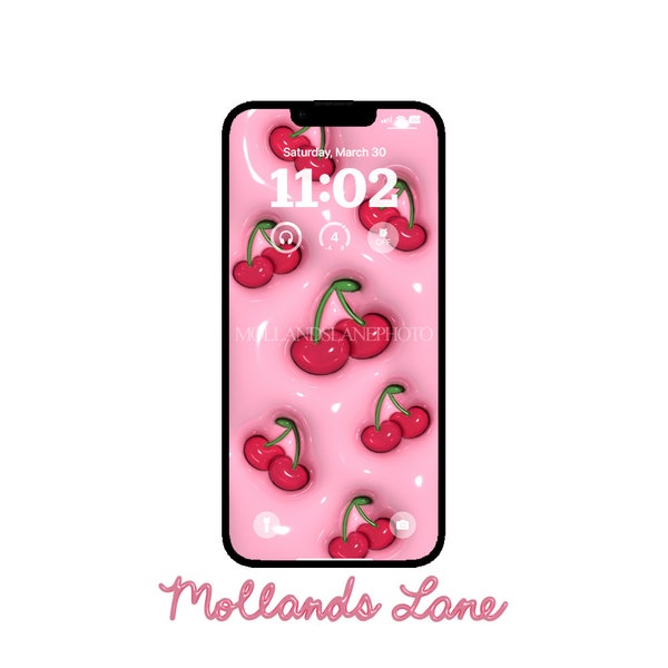 Red Cherries 3D Phone Wallpaper - Jelly Wallpaper - Phone Wallpaper - Digital Download