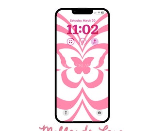 Repeating Pink Butterfly Phone Wallpaper - Digital Download