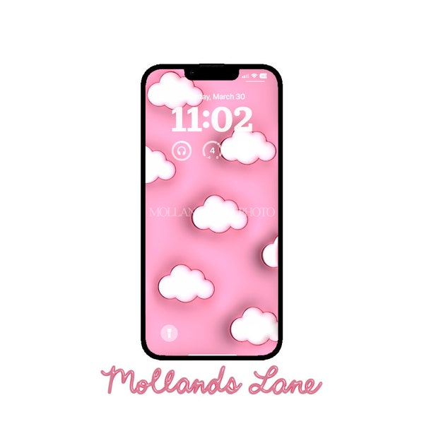 Pink Clouds 3D Wallpaper - Phone Wallpaper - Digital Download