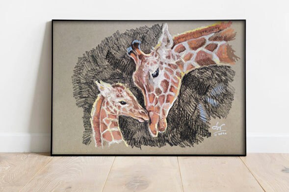 Arte de pared de jirafa decoración de la guardería jirafa | Etsy