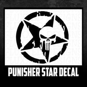 Punisher Star, Grunge Vinyl Decal Sticker