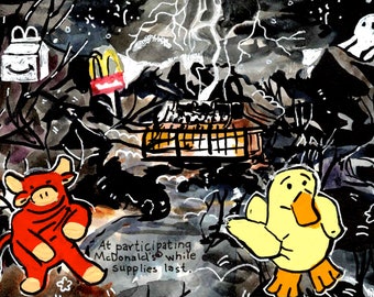 Mcdonalds spooky happy meal painting -- rocky and quacks