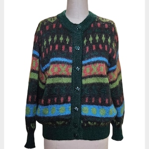 1980s Mohair knit cardigan | 80s Italian knit sweater | size small to medium