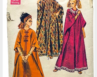 1960s Simplicity Caftan Sewing Pattern 8354 | Misses' One Size