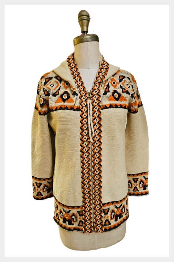 Vintage 1970s Sabra Wintuk hoodie cardigan Orlon f
