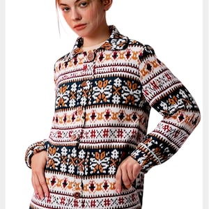 Vintage 1970s Southwestern Geometric Polyester Shacket | Button Front | Small–Medium