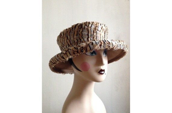 1980s designer Kokin hat | 80s feather large brim