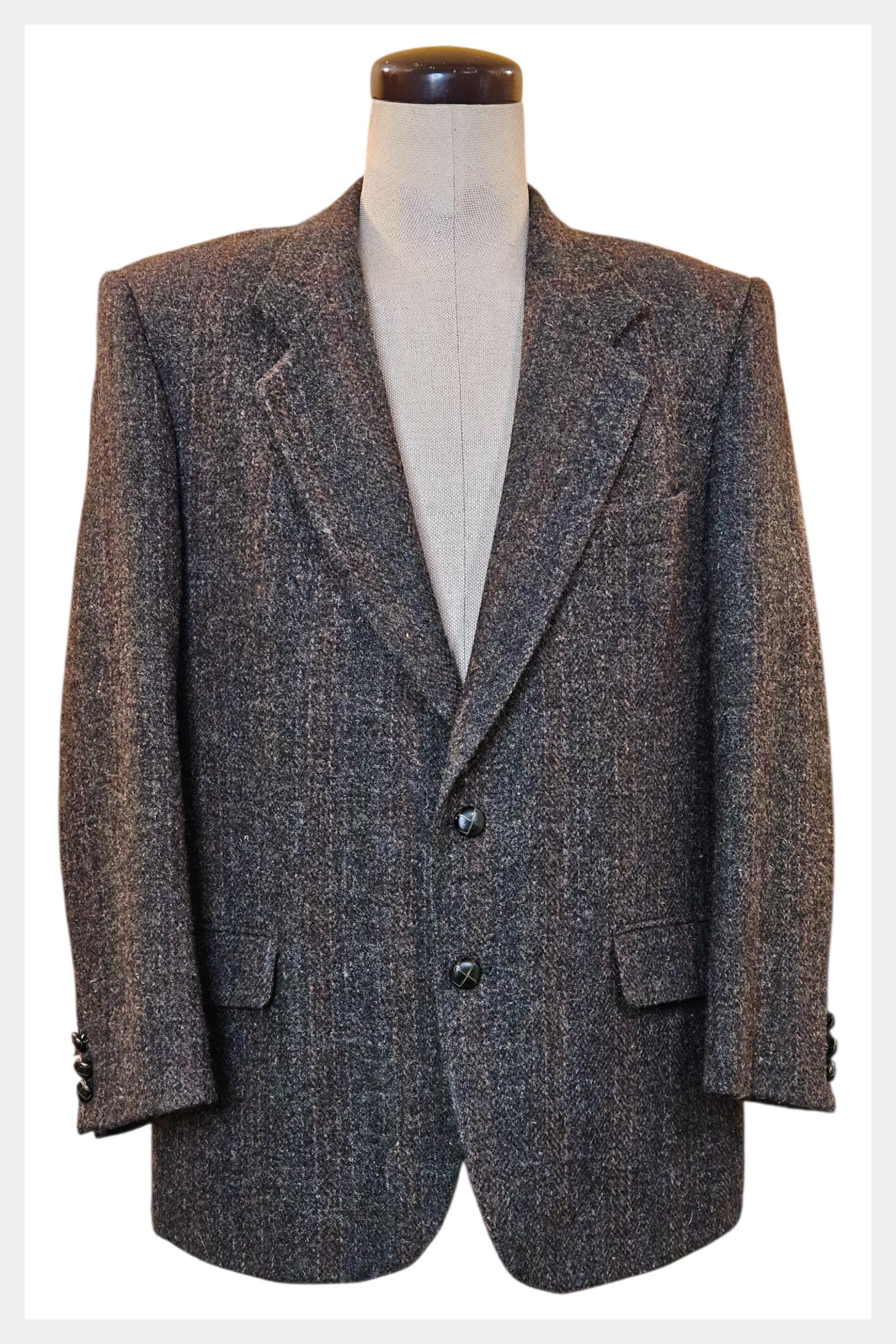 Vintage Harris Tweed Blazer | 60s/70s Brown Wool Sport Coat, 42R
