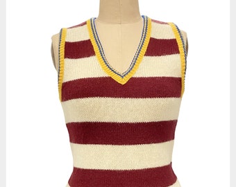 Vintage 1960s Bobbie Brooks vest | 60s striped sweater vest | Small