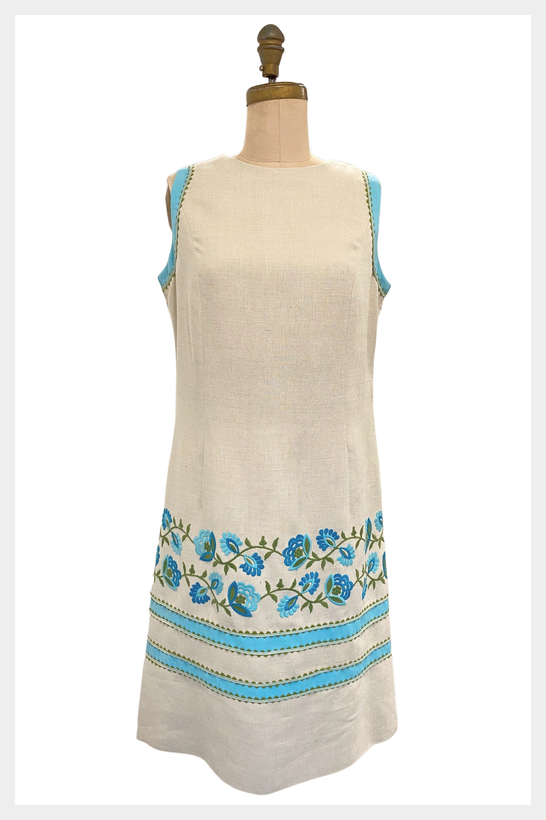 Adjustable Straps Summer Linen Dress ELOISE in Ivory Color / OFFON