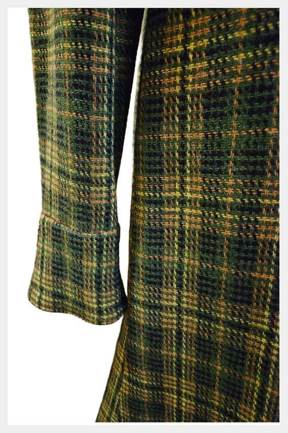 1960s Mod Dress in Black & Gray Plaid with Long Sleeves Large main image 1