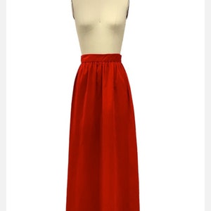 1970s red velvet full maxi hostess skirt | 70s a-line red skirt | size small