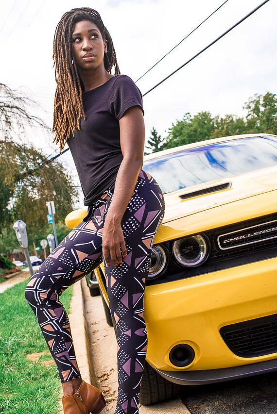 African Print Mudcloth Yoga Leggings Tights