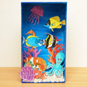 Avventura sottomarina fai da te: kit diorama da tagliare e assemblare stampabile - Attività divertente per le vacanze per bambini