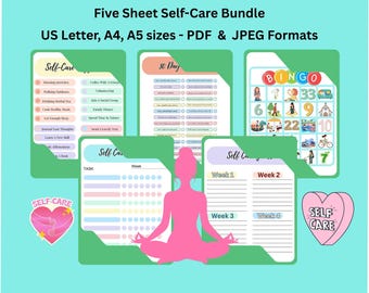 Self-Care Planner Bundle: Checklist, Goals, Challenge & Bingo (Printable)