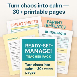 Ready-Set-Manage! Teacher Pack — Printable Classroom Management Bundle, Cheat Sheets, Behavior Templates, Calm Classroom Toolkit