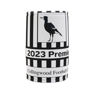 Collingwood FC AFL Stubby Holder - Celebrate the 2023 Premiership with this official Magpies drink cozy - Perfect Christmas gift for fans!