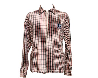 Levi&#39;s vintage jaren 90 wit blauw rood gestreept overhemdjack met ritssluiting
