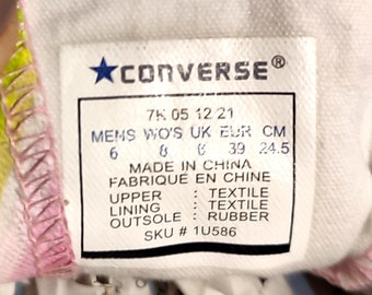 Converse Chuck Taylor vintage high top sneakers pink green yellow  geometries EU 39 US mens US wo's