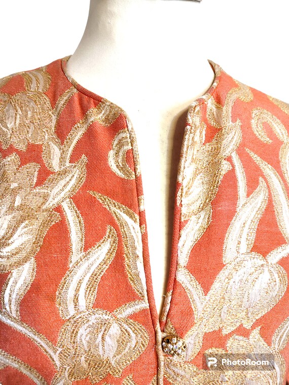 Vintage 60's long caftan dress Saphire Florida br… - image 8