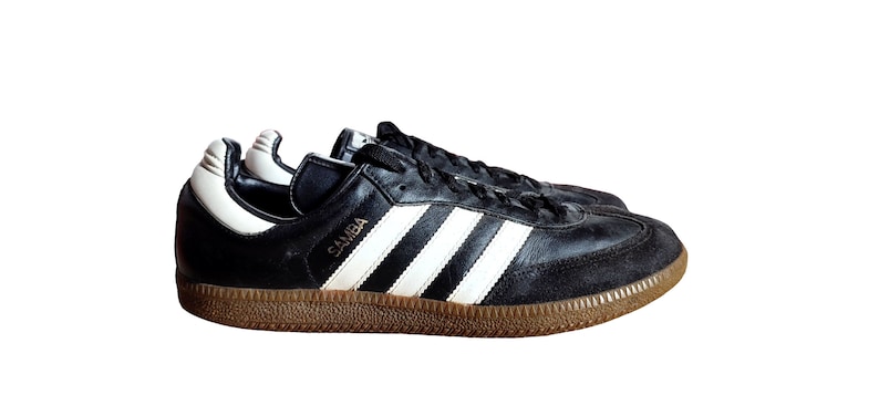 Vintage 90er Jahre Adidas Samba Sneakers US 7,5 UK 7 schwarz weißes Leder Hergestellt in Litauen Bild 1